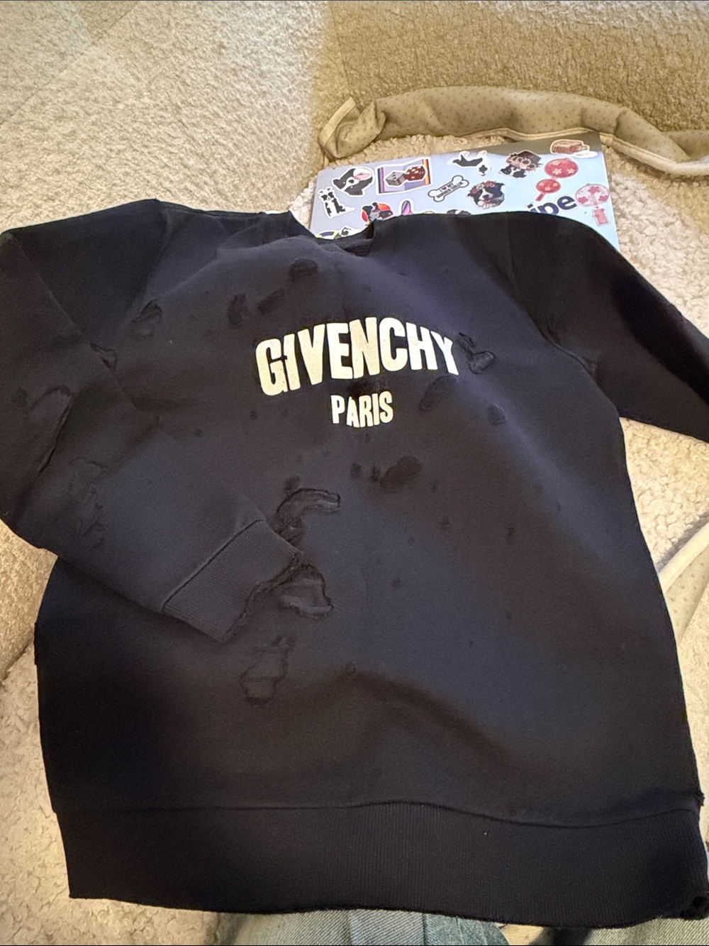 Givenchy Black Distressed Logo Sweatshirt